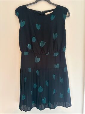 LOFT Black Dress with Teal Heart Motif